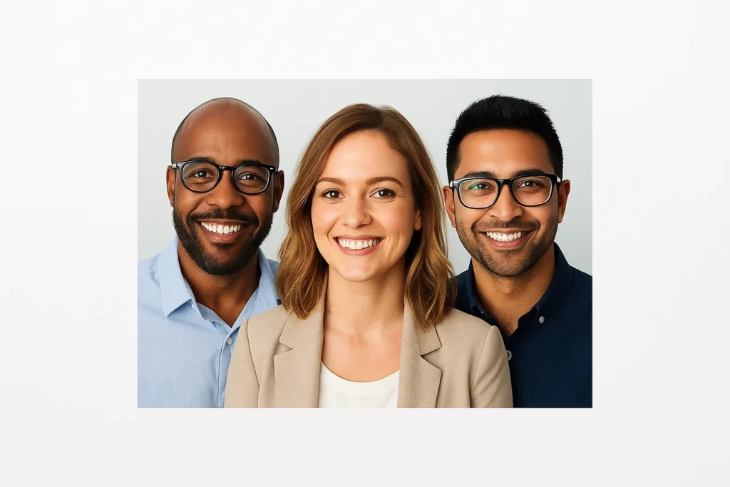 Three diverse Quick Auto Approval customers smiling after being approved for their car loans — representing 2,847+ BC and Alberta drivers who were approved despite credit challenges.